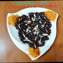 A picture of Chocolate carrot halwa 🥕🥛.