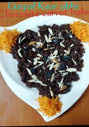 A picture of Chocolate carrot halwa 🥕🥛.
