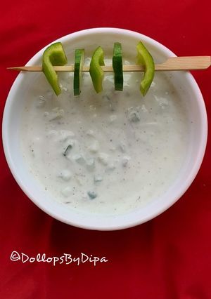 A picture of Cucumber - Bell pepper Raita.
