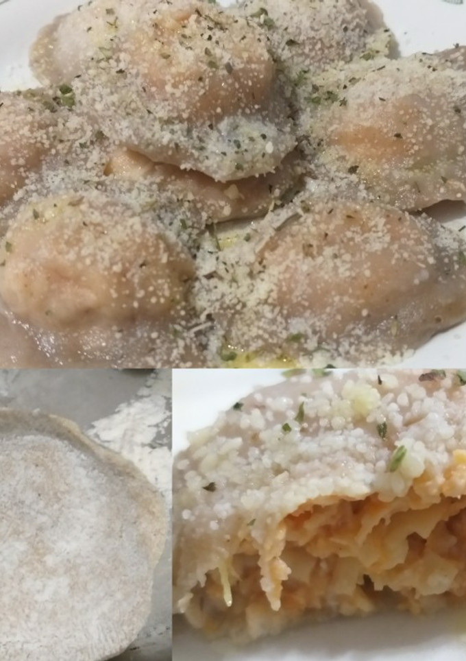 Una foto de Pastas rellenas caseritas (sin huevo, con masa al pimentón)