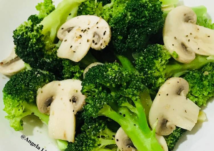 Tumis sayur brokoli &amp; jamur kancing, menu sederhana