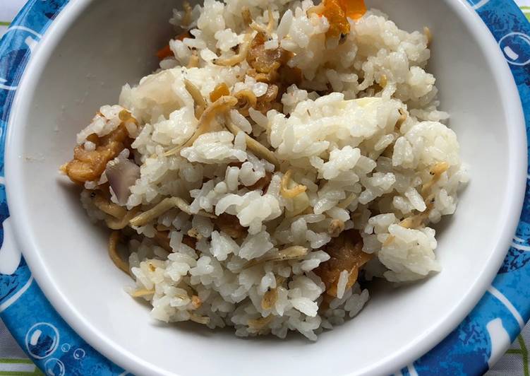 Nasi Liwet Teri Tempe (Rice cooker)