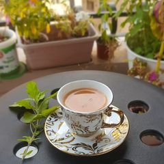 A picture of Tulsi mint ginger tea.