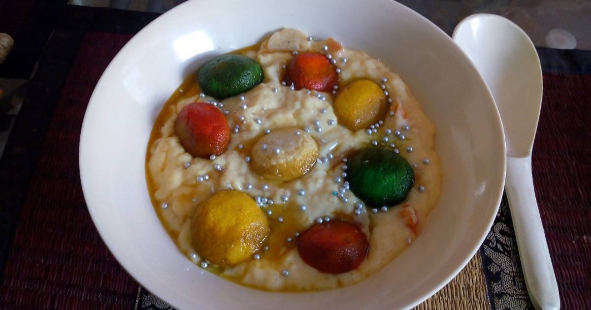 Colourful rasgulla in custard Recipe by Mukti Sahay - Cookpad