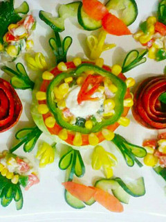 A picture of Vegetables with Corn Mayo Salad.