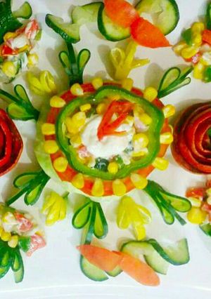 A picture of Vegetables with Corn Mayo Salad.