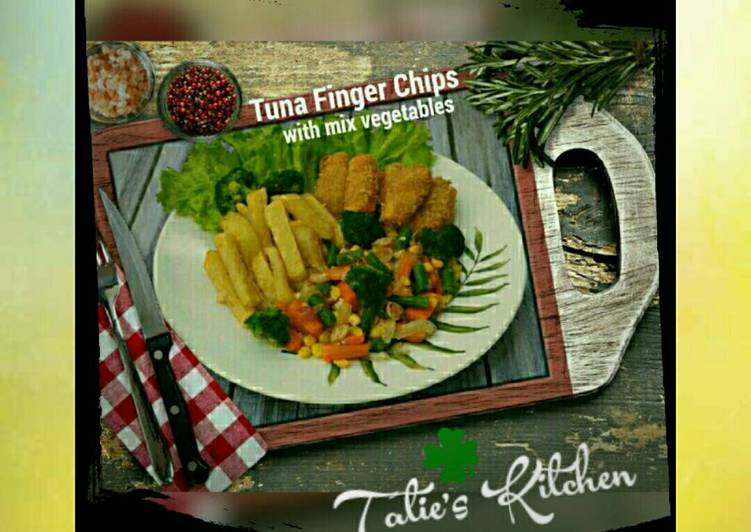 Resep 🐟Tuna Finger Chips 🍛With Mix Vegetables🌽🍅🌿 | Cara Membuat 🐟Tuna Finger Chips 🍛With Mix Vegetables🌽🍅🌿 Yang Bikin Ngiler