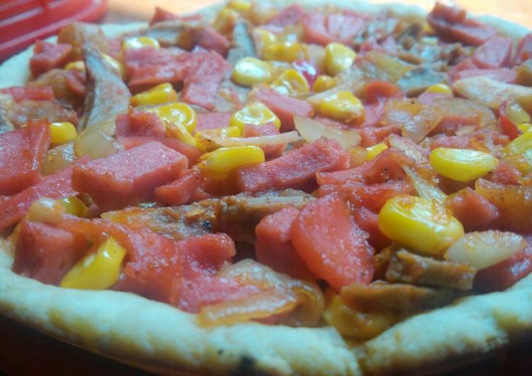 Resep Pizza Super Supreme Kw (Panggang Teflon) | Cara Membuat Pizza Super Supreme Kw (Panggang Teflon) Yang Enak dan Simpel