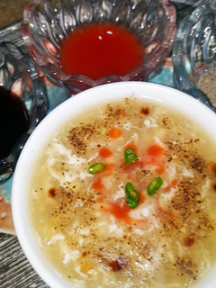 A picture of Chicken corn soup 🍲.