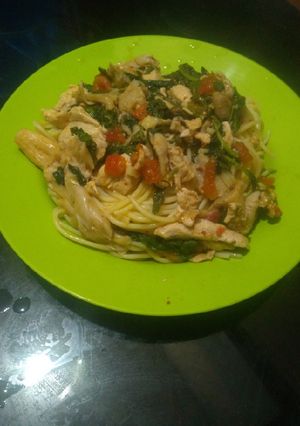 Foto resep Spageti ayam bayam