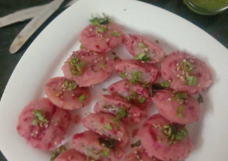 Stuffed beetroot Mini Idli