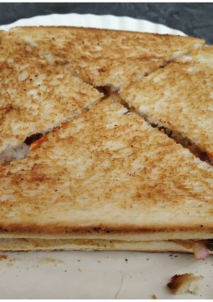 A picture of Dahi malai sandwich.
