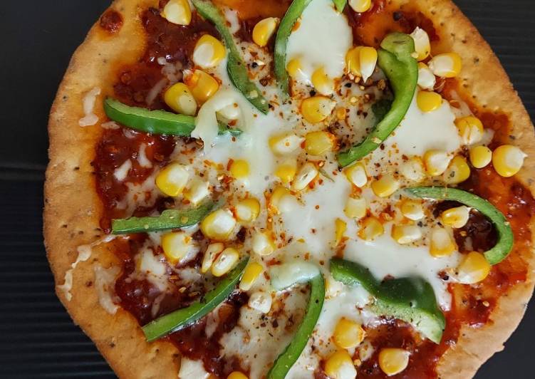 Steps to Prepare Ultimate Capsicum Corn Cheese Pizza