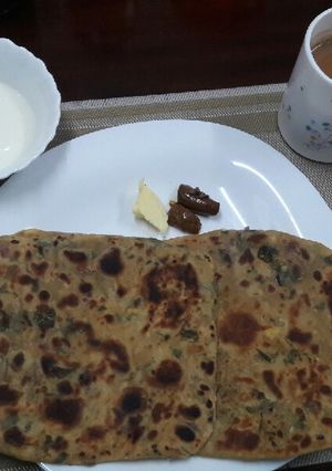 A picture of Methi Prontha #Breakfast Contest.