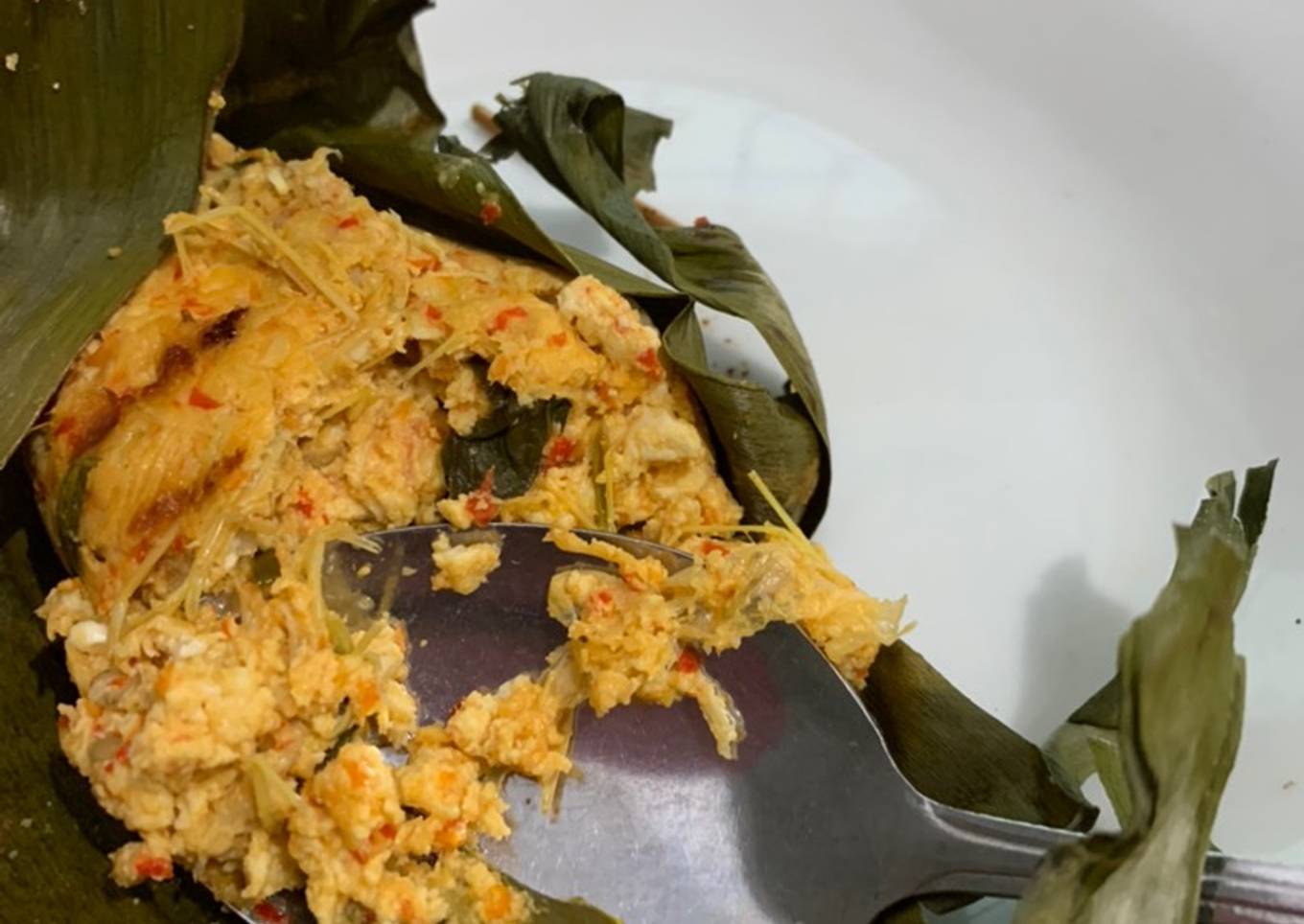 Pepes udang tahu