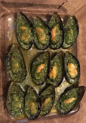 Une photo de Moules gratinées persillades