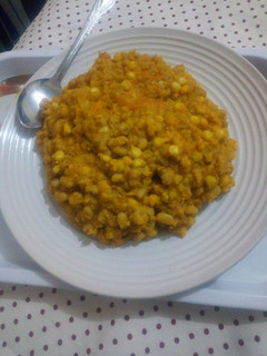 A picture of Beans with corn/maize(Adalu).
