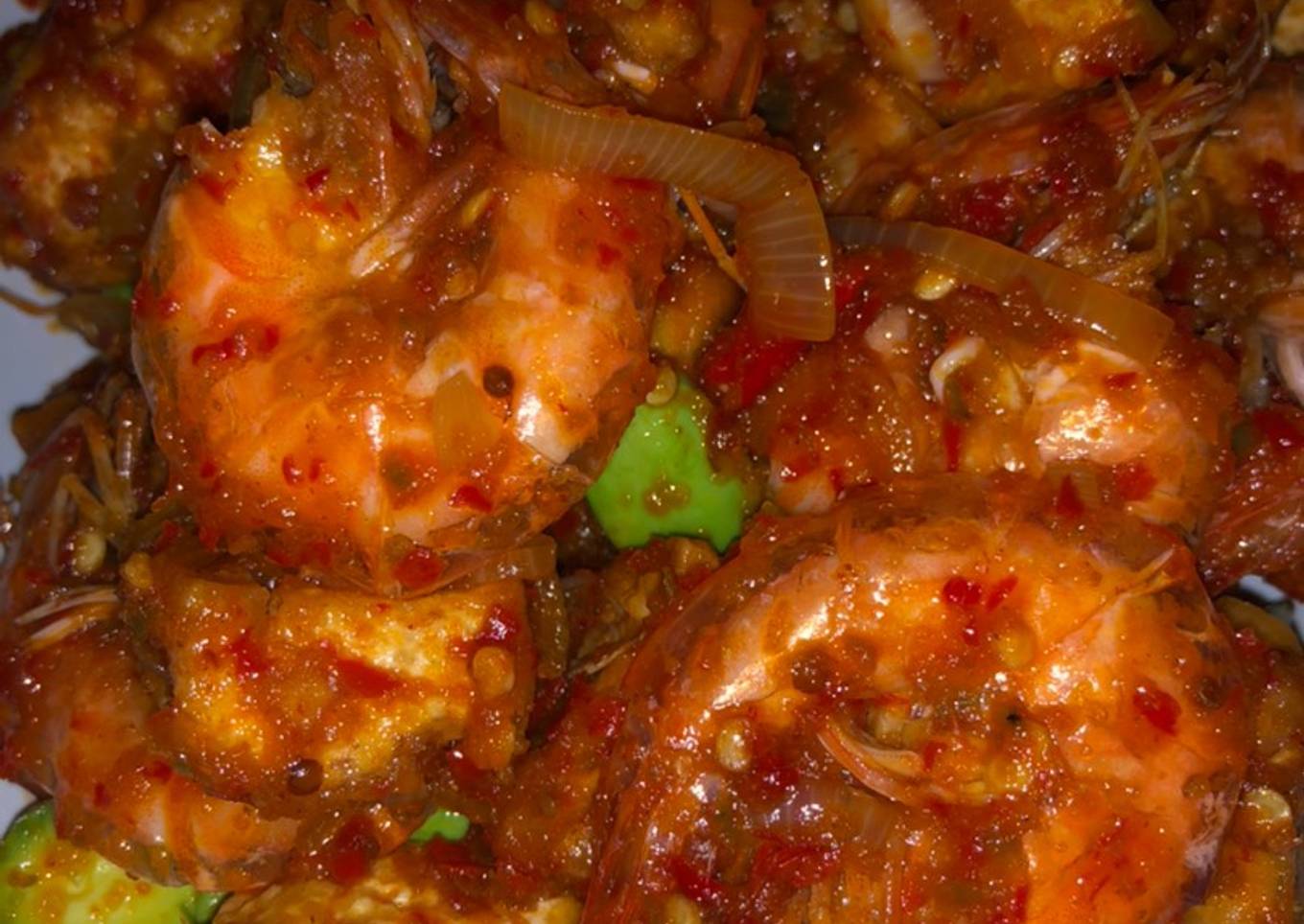 Udang Tahu Balado Saos Tiram