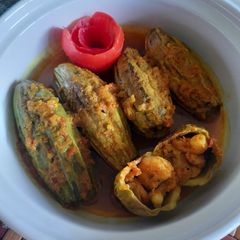 Prawn stuffed Parwal (Potol Dolma) A picture of Prawn stuffed Parwal (Potol Dolma).