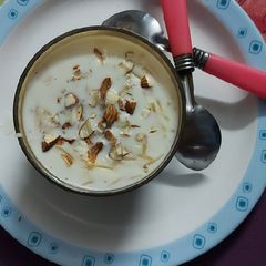 A picture of Jawe ki Kheer with Dry fruits.