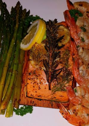 A picture of Mike's Grilled Citrus Seafood Dinner.