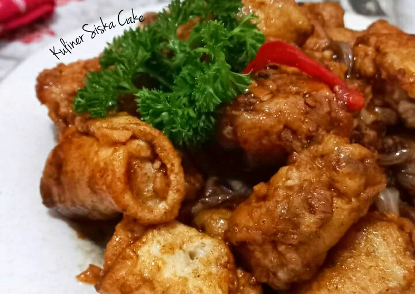 Ayam Gulung Terong saus Lada Hitam