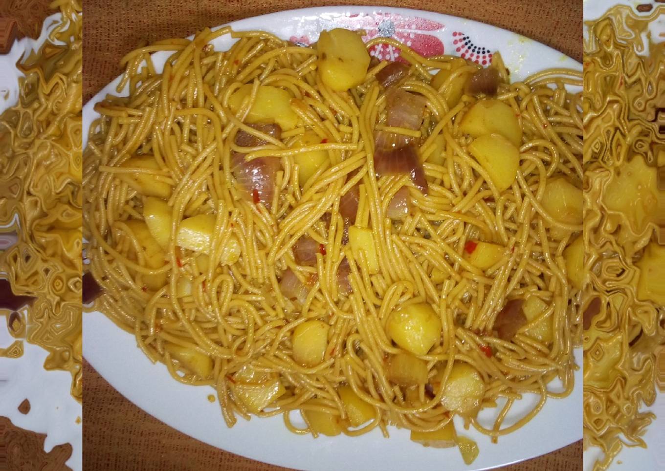 Pasta and potato jallof