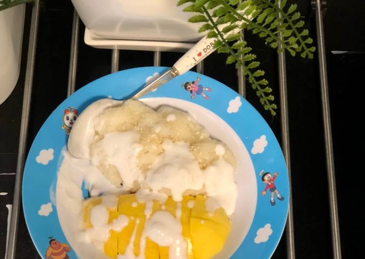 Resep Mango sticky rice pakai rice cooker (cara masak asli orang thailand) Anti Gagal