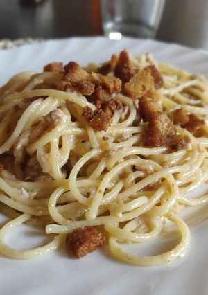 Foto di Spaghetti con crema di limone e tonno