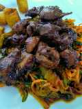 POLLO🍗Mostaza y Tallarines de🥒Calabacín y Zanahoria🥕...!😋
