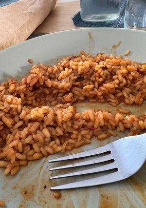 Una foto de Arroz meloso de pulpo al ajillo