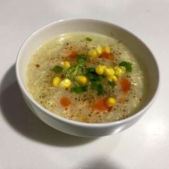 Chicken corn soup A picture of Chicken corn soup.