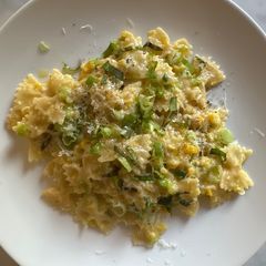 A picture of Creamy Corn Pasta with Basil.