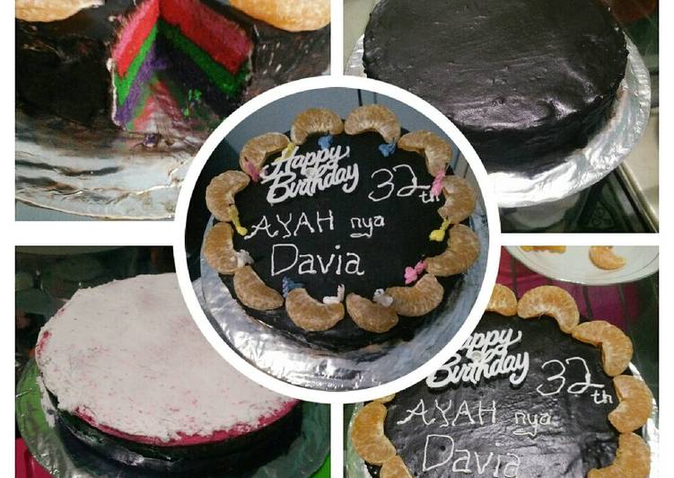 Rainbow Cake Siram Coklat plus jeruk Manis