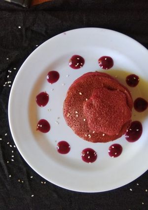 A picture of Beet banana pan cake.