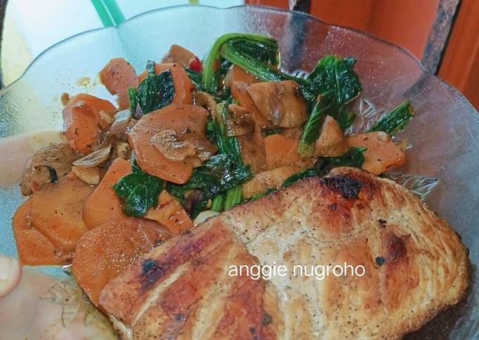 Bagaimana Menyiapkan #8 GERD/MAAG AYAM PANGGANG SAYUR WORTEL SAWI ALA DIET MURAH, Bikin Ngiler