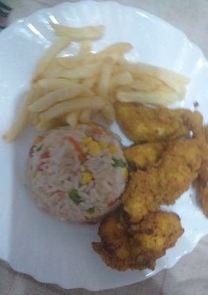 صورة لوصفة كنتاكي 🍗 + سلطة الأرز 🍚