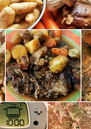 Une photo de Côtes de porc, champignons, pommes de terre et carottes à la NUTRICOOK