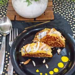 A picture of Apple Rabdi stuffed Rasmalai French Toast.