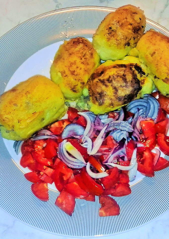 Una foto de Papa rellena