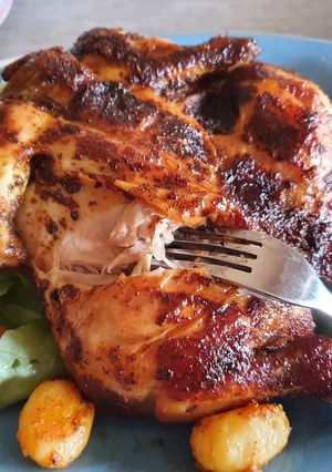 Une photo de Poulet rôti crapaudine recette portugaise
