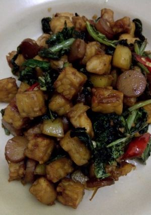 Foto resep Oseng tempe kentang sawi hijau (no MSG)