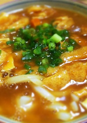 A picture of Curry Udon with Leftover Curry and Soup Base.