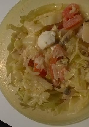 A picture of Cabbage with tomato salad.
