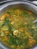 Vegetable soup with egg drops