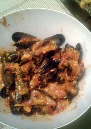 A picture of Mussel and Sweet Potato Chowder.