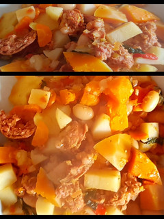 Una foto de Guiso de otoño con porotos de manteca y chorizo #Mercado