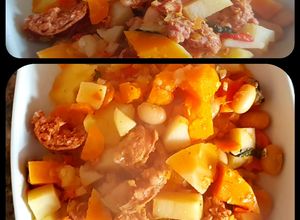 Una foto de Guiso de otoño con porotos de manteca y chorizo #Mercado
