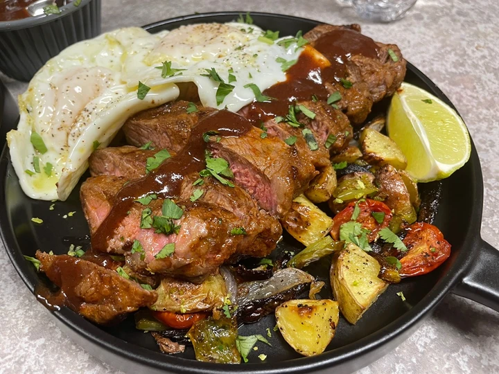 Easy Way Make Chipotle BBQ NY Strip and Fried Eggs the Delicious Appealing