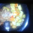Roast potatoes and beef stew